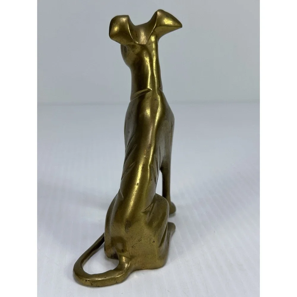 Vintage Bronze Brass Sitting Dog Greyhound Figurine 5